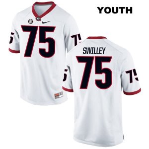 Youth Georgia Bulldogs NCAA #75 Thomas Swilley Nike Stitched White Authentic College Football Jersey HBB0654SD